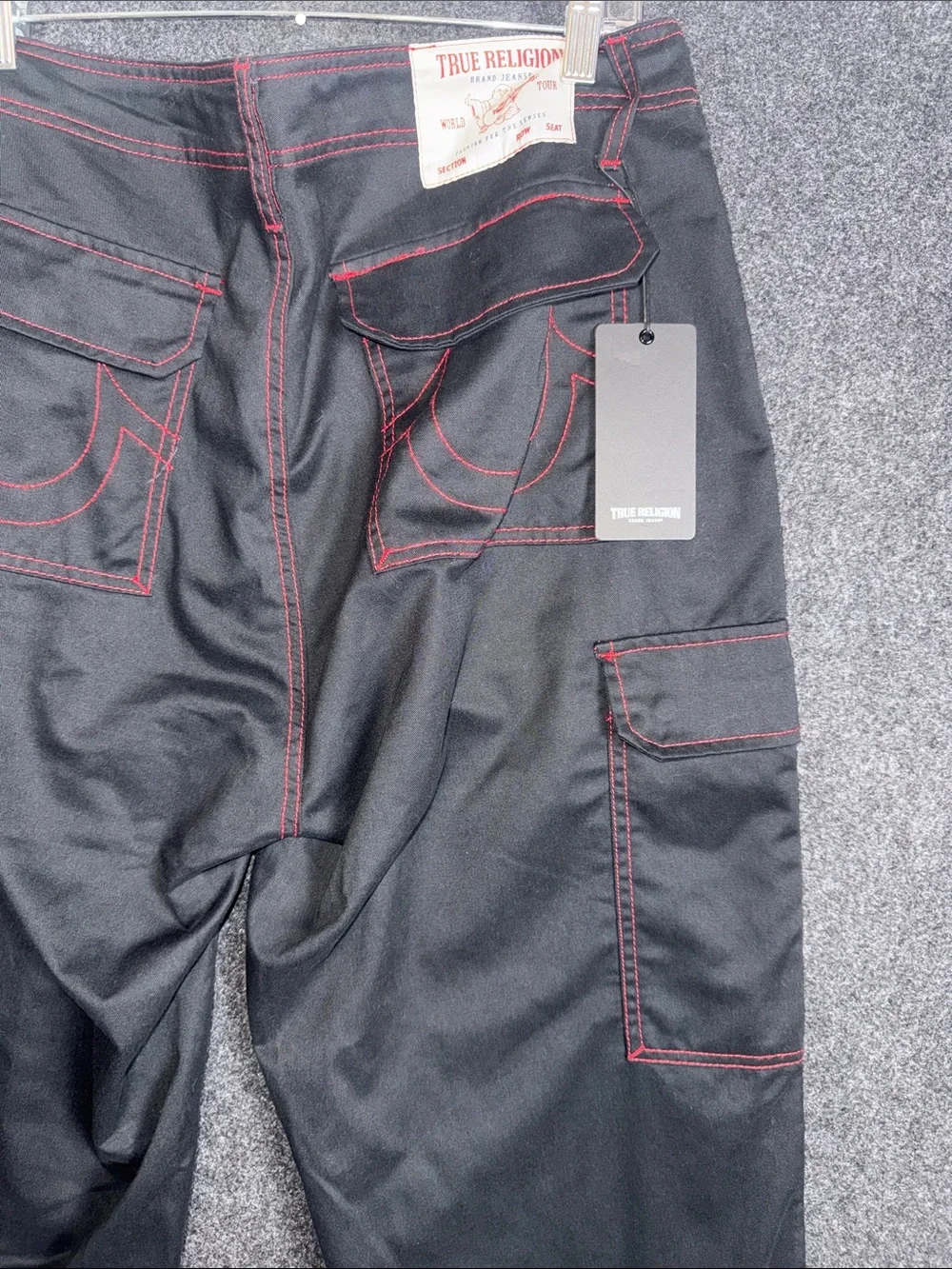 True Religion Men’s Black Jeans with Red Stitching 34X31 NWT